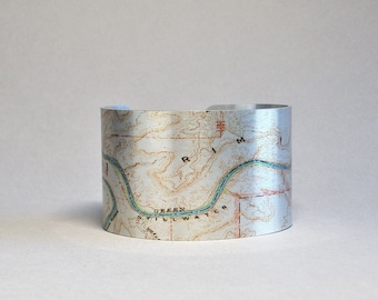 Canyonlands Green River Utah Map Cuff Bracelet Turks Head Gift for Fishing Canoeing Rafting Outdoorsman