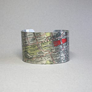 Bracelet manchette en forme de carte d'Édimbourg en Écosse, cadeau unique pour voyageur