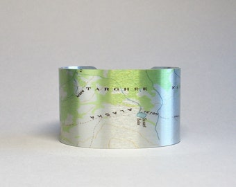 Targhee Teton Crest Trail Map Cuff Bracelet Wyoming Alaska Basin Unique Hiker Backpacker Gift for Men or Women