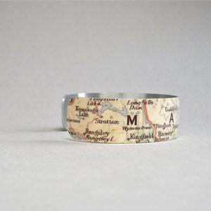 Maine Map Cuff Bracelet: Vintage Style Jewelry