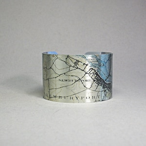 Newburyport Massachusetts Map Bracelet: Hometown Gift