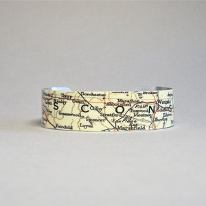 Pulsera con mapa de Wisconsin: joyería de estilo vintage