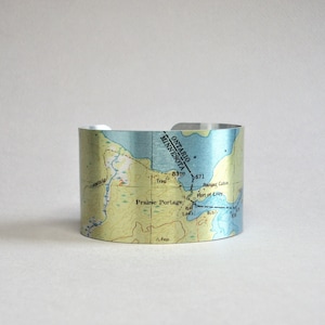 Prärie Portage Boundary Waters Kanu Bereich Minnesota Karte Manschette Armband einzigartiges Geschenk für Männer oder Frauen
