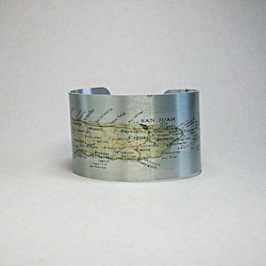 Puerto Rico Map Cuff Bracelet Virgin Islands Unique Map Gift for Men or Women