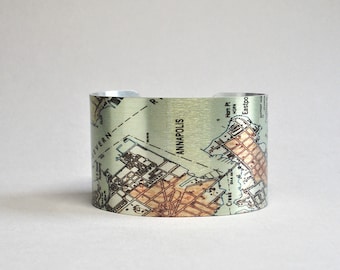 Annapolis Maryland Map Cuff Bracelet Unique Gift for Men or Women