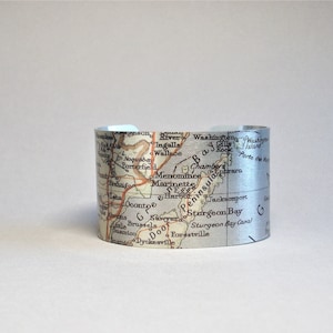 Door County Wisconsin Carte Brassard Bracelet Idée Cadeau Unique pour Hommes ou Femmes