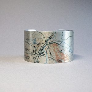 Great Barrington Massachusetts Map Cuff Bracelet Unique Gift for Men or Women