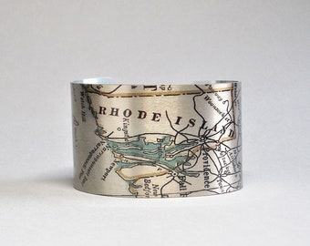 Rhode Island Map Bracelet: Vintage Style Jewelry