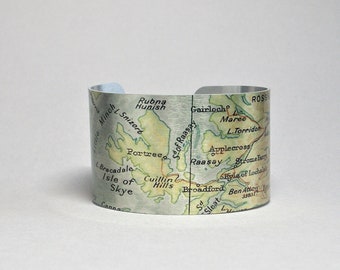 Portree Isle of Skye Inverness Scotland Map Cuff Bracelet City Jewelry Unique Gift for Men or Women