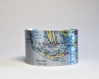 Sanibel Island Map Bracelet: Captiva & Fort Myers, Florida Travel Gift