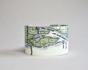 Tampa Bay Florida Map Cuff Bracelet Unique Gift for Men or Women