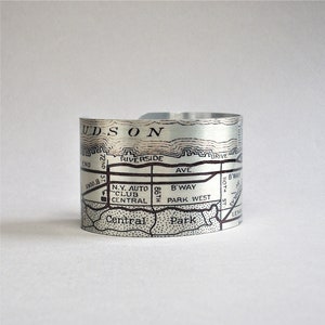 New York City NYC Upper West Side Cuff Bracelet Vintage Map Jewelry for Men or Women