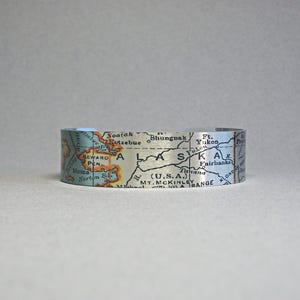 Alaska Map Cuff Bracelet Unique Gift for Men or Women