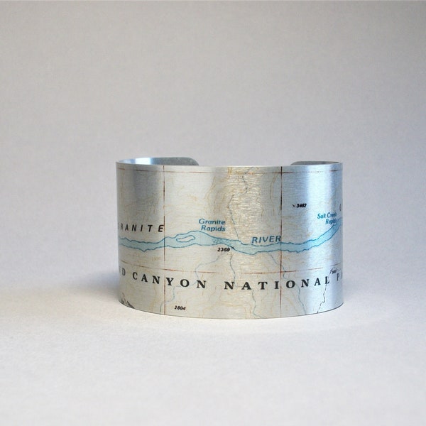 Grand Canyon National Park Map Bracelet Colorado River Unique Travel Hiking Rafting Camping Gift for Men or Women