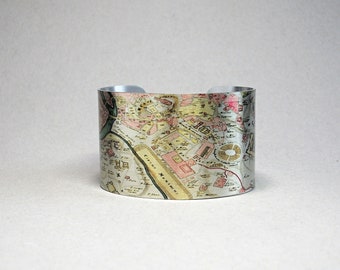 Rome Italy Map Cuff Bracelet Unique Travel Gift for Men or Women