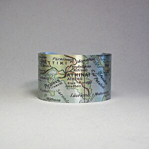 Athen Griechenland Manschettenarmband Vintage Karte Einzigartiges Reisegeschenk für Männer oder Frauen