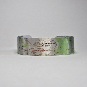 Bracelet manchette en forme de cathédrale, carte de l'Arizona, Coconino, cadeau pour randonneur