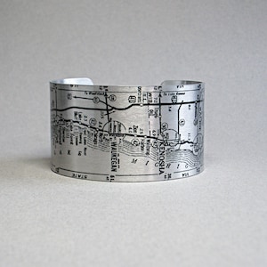 Milwaukee Wisconsin Map to Chicago Chicago Manschette Armband Einzigartiges Geschenk für Männer oder Frauen