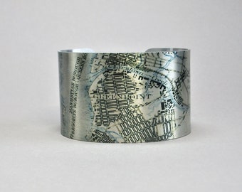 Greenpoint Brooklyn New York Map Cuff Bracelet Unique Gift for Men or Women