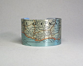 Uruguay Map Cuff Bracelet Unique Gift for Men or Women