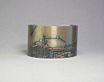 Chicago Illinois Map Bracelet Cuff Unique Gift for Men or Women