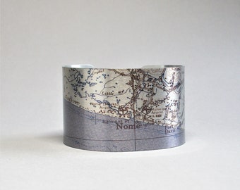 Nome Alaska Map Cuff Bracelet Unique Gift for Men or Women