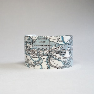 New Orleans Louisiana Map Cuff Bracelet Unique Gift for Women or Men