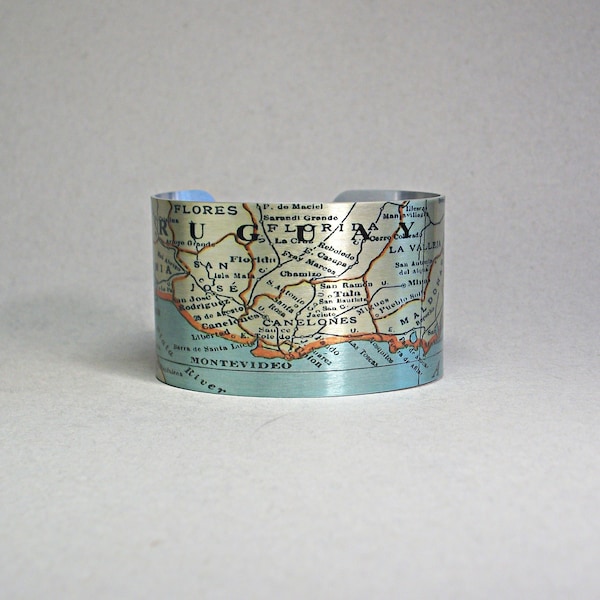 Uruguay Map Cuff Bracelet Unique Gift for Men or Women