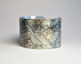 Providence Rhode Island Map Cuff Bracelet: Unique Jewelry