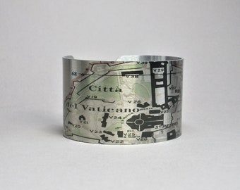 Vatican City Rome Italy Map Cuff Bracelet Saint Peters Basilica Unique Gift for Men or Women