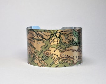 Prince of Wales Island Alaska Map Cuff Bracelet Unique Gift for Men or Women