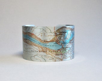 Shoshone Falls Snake River Twin Falls Idaho Cuff Bracelet Unique Map Gift for Men or Women