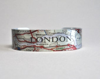 London England Map Cuff Bracelet Unique Gift for Men or Women