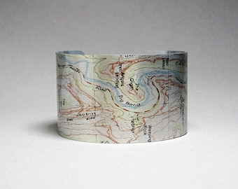 Zion National Park Map Cuff Bracelet Utah Angels Landing Big Bend Narrows Unique Gift for Men or Women