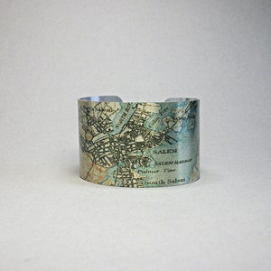 Salem Massachusetts Map Cuff Bracelet Unique Gift for Men or Women