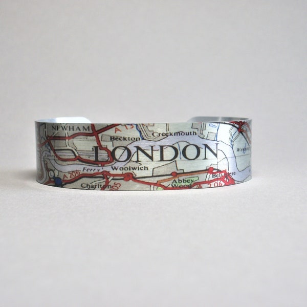 London England Map Cuff Bracelet Unique Gift for Men or Women