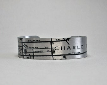 Charlotte North Carolina Map Bracelet Unique Gift for Men or Women