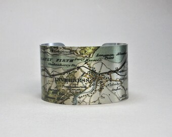 Inverness Scotland Map Cuff Bracelet Unique Gift for Men or Women