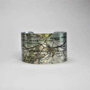 Inverness Scotland Map Bracelet: Vintage Style Cuff