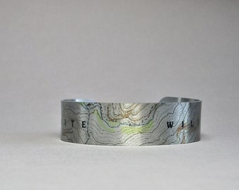 Yosemite National Park Map Cuff Bracelet Unique Gift for Men or Women