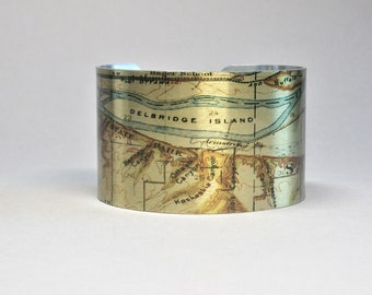 Starved Rock Illinois State Park Map Cuff Bracelet Unique Hiking Gift for Men or Women
