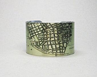 Charleston South Carolina  Map Cuff Bracelet Gift for Her