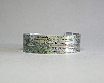 Los Angeles California Map Cuff Bracelet Unique Gift for Men or Women