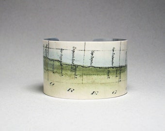 Oregon Coast Map Cuff Bracelet Unique Gift for Men or Women