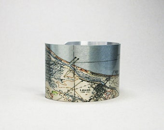 Lewes Cape Henlopen Delaware Map Bracelet Unique Gift for Men or Women