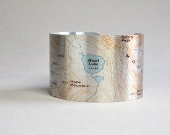 Hazel Lake Colorado Trail Map Cuff Bracelet The Needles Columbine Unique Hiker Camper Backpacker Gift for Men or Women