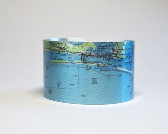 Morehead City North Carolina Map Bracelet Bogue Shackleford Banks Unique Gift