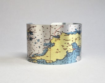 Tortola Island British Virgin Islands Caribbean Map Cuff Bracelet Unique Traveler Gift for Men or Women