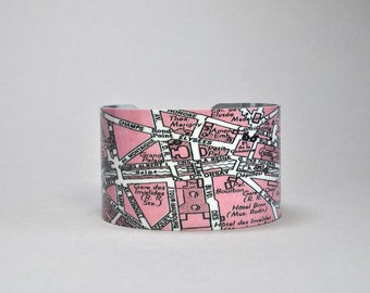 Paris France Map Cuff Bracelet Unique Gift for the Traveler
