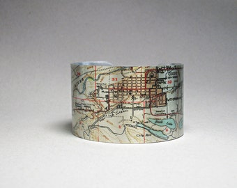 Cody Wyoming Cuff Bracelet Map Unique Hometown Gift for Men or Women